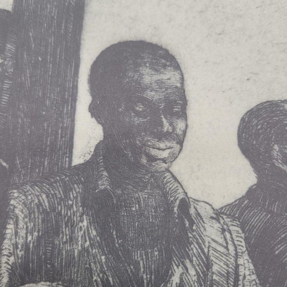 Imitation Charcoal Sketch of Pre-Civil War‎ Black America ~ Title Midday - Picture 2 of 9